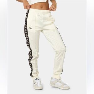 Kappa Yellow Creme & White Highrise Athleisure Tracks Pants Size Large